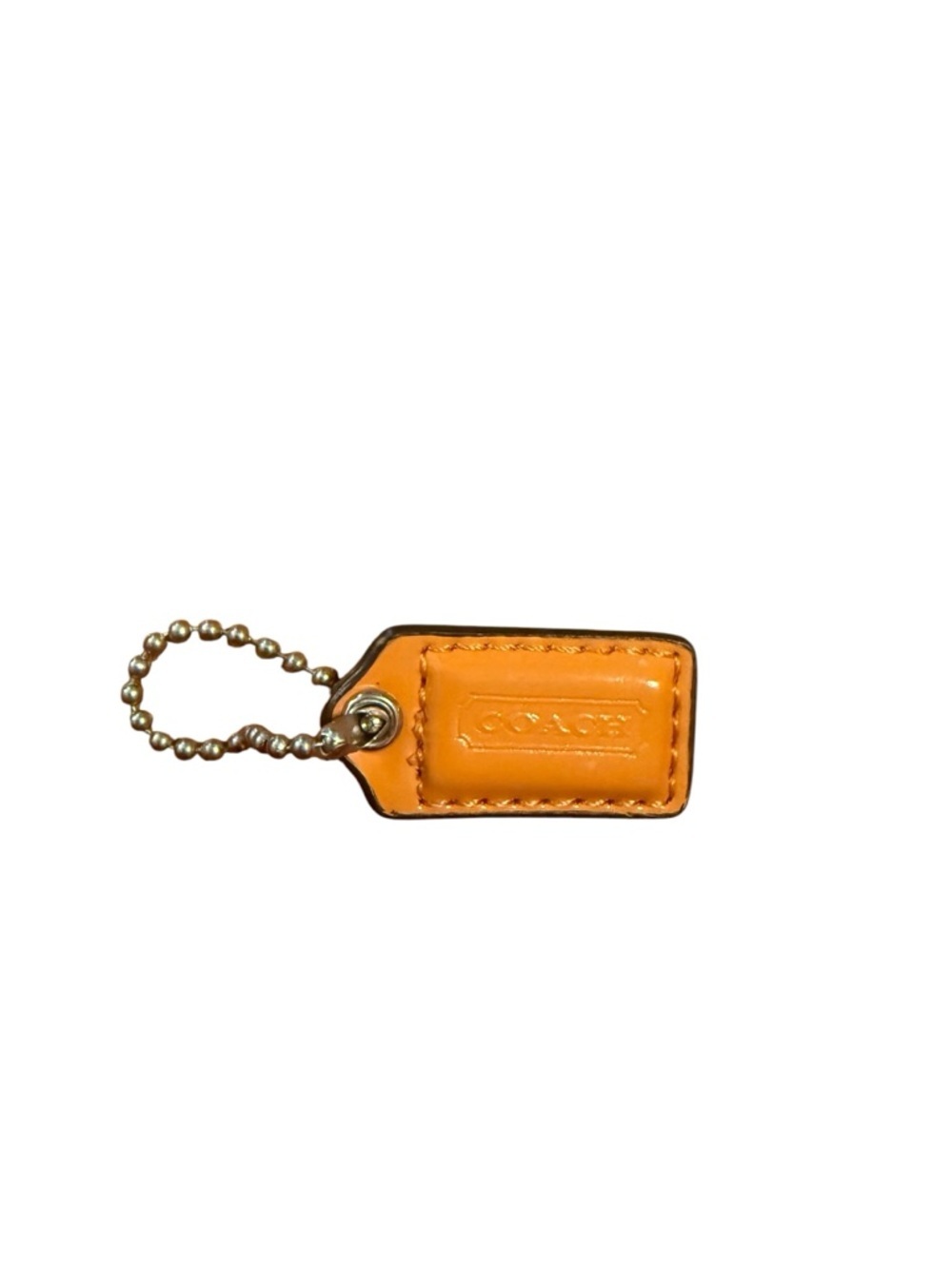 Coach Orange Leather Mini Tag Keychain